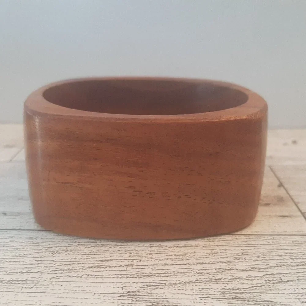 Wide Square Natural Wooden Bangle Bracelet Vintage